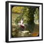 A Girl Sitting on a Wall by a Country Lane on a Summer's Day-null-Framed Photographic Print