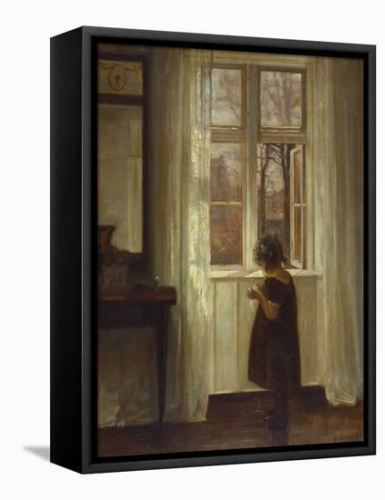 A Girl Standing at a Window-Carl Holsoe-Framed Stretched Canvas