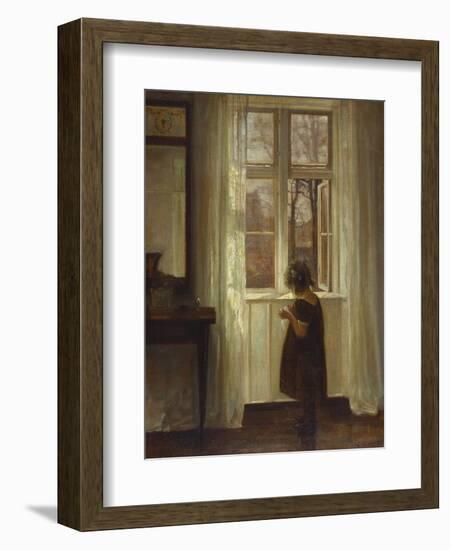 A Girl Standing at a Window-Carl Holsoe-Framed Giclee Print