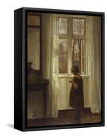 A Girl Standing at a Window-Carl Holsoe-Framed Stretched Canvas