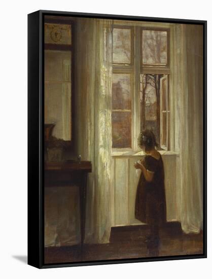 A Girl Standing at a Window-Carl Holsoe-Framed Stretched Canvas