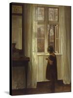 A Girl Standing at a Window-Carl Holsoe-Stretched Canvas