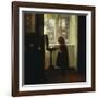 A Girl Standing by a Sewing Table-Carl Holsoe-Framed Giclee Print