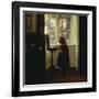 A Girl Standing by a Sewing Table-Carl Holsoe-Framed Giclee Print