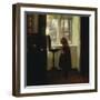 A Girl Standing by a Sewing Table-Carl Holsoe-Framed Giclee Print