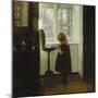 A Girl Standing by a Sewing Table-Carl Holsoe-Mounted Giclee Print