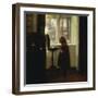 A Girl Standing by a Sewing Table-Carl Holsoe-Framed Giclee Print