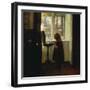 A Girl Standing by a Sewing Table-Carl Holsoe-Framed Giclee Print