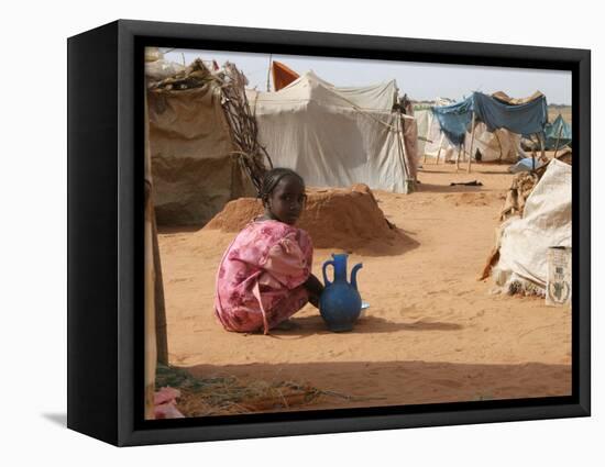 A Girl Washes Plates for Her Family in the North Darfur Refugee Camp of El Sallam October 4, 2006-Alfred De Montesquiou-Framed Stretched Canvas