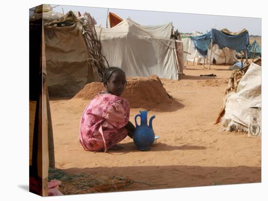 A Girl Washes Plates for Her Family in the North Darfur Refugee Camp of El Sallam October 4, 2006-Alfred De Montesquiou-Stretched Canvas
