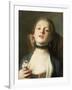 A Girl Wearing Pearl Drop Earrings and a Black Lace Choker-Pietro Antonio Rotari-Framed Giclee Print