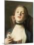 A Girl Wearing Pearl Drop Earrings and a Black Lace Choker-Pietro Antonio Rotari-Mounted Giclee Print