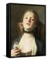 A Girl Wearing Pearl Drop Earrings and a Black Lace Choker-Pietro Antonio Rotari-Framed Stretched Canvas