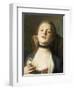 A Girl Wearing Pearl Drop Earrings and a Black Lace Choker-Pietro Antonio Rotari-Framed Giclee Print