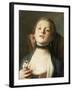 A Girl Wearing Pearl Drop Earrings and a Black Lace Choker-Pietro Antonio Rotari-Framed Giclee Print