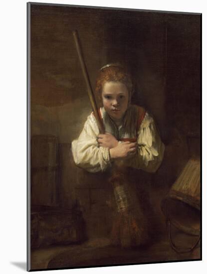 A Girl with a Broom, 1651-Rembrandt van Rijn-Mounted Art Print