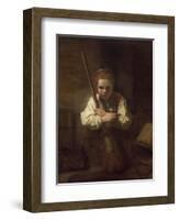 A Girl with a Broom, 1651-Rembrandt van Rijn-Framed Art Print