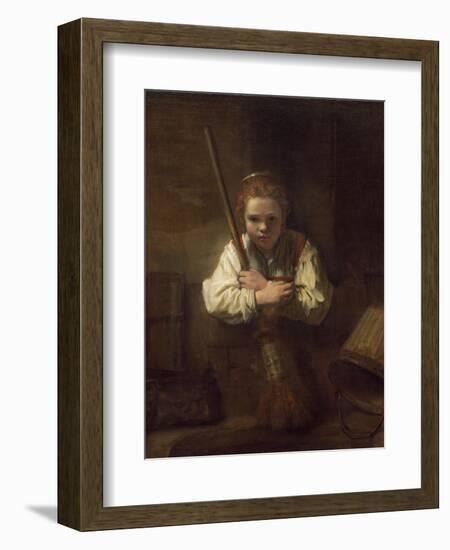 A Girl with a Broom, 1651-Rembrandt van Rijn-Framed Art Print