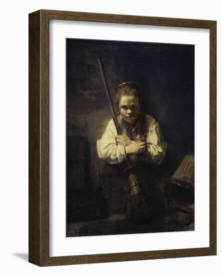 A Girl with a Broom-Carel Fabritius-Framed Giclee Print