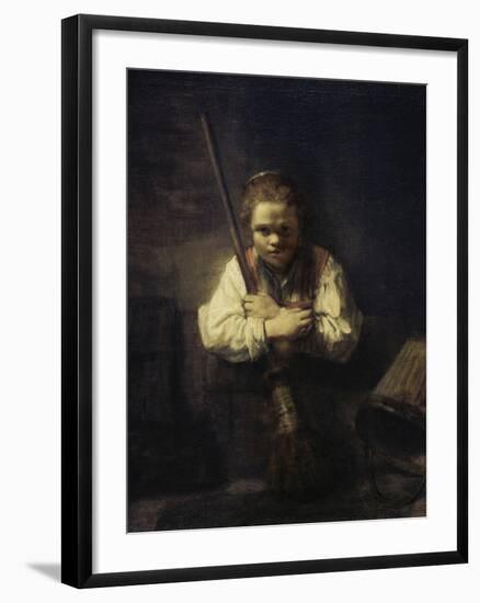 A Girl with a Broom-Carel Fabritius-Framed Giclee Print