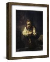 A Girl with a Broom-Carel Fabritius-Framed Premium Giclee Print