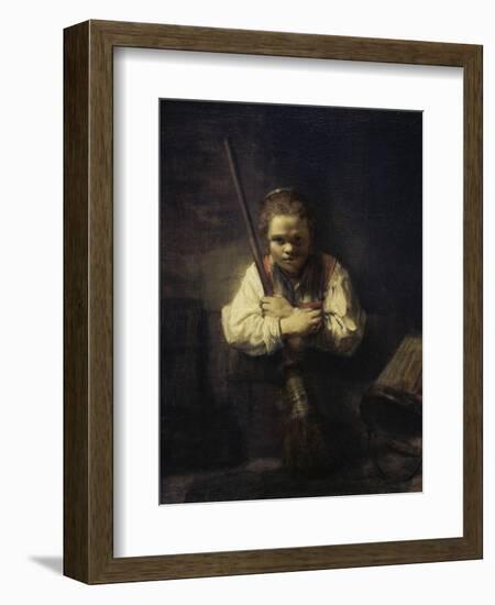 A Girl with a Broom-Carel Fabritius-Framed Premium Giclee Print