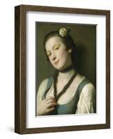 A Girl with a Flower in Her Hair, 1760-62-Pietro Rotari-Framed Art Print