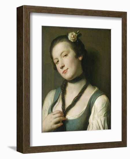 A Girl with a Flower in Her Hair, 1760-62-Pietro Rotari-Framed Art Print