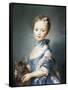 A Girl with a Kitten-Jean-Baptiste Perronneau-Framed Stretched Canvas