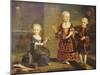 A Girl with a Marmoset in a Box, a Girl with a Triangle Sitting, and a Boy with a Hurdy-Gurdy-Francois Hubert Drouais-Mounted Giclee Print