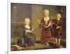 A Girl with a Marmoset in a Box, a Girl with a Triangle Sitting, and a Boy with a Hurdy-Gurdy-Francois Hubert Drouais-Framed Giclee Print