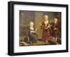 A Girl with a Marmoset in a Box, a Girl with a Triangle Sitting, and a Boy with a Hurdy-Gurdy-Francois Hubert Drouais-Framed Giclee Print