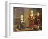 A Girl with a Marmoset in a Box, a Girl with a Triangle Sitting, and a Boy with a Hurdy-Gurdy-Francois Hubert Drouais-Framed Giclee Print