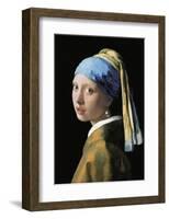 A Girl with a Pearl Earring-Jan Vermeer-Framed Art Print