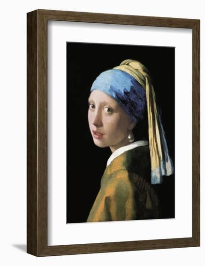 A Girl with a Pearl Earring-Jan Vermeer-Framed Art Print