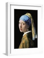 A Girl with a Pearl Earring-Jan Vermeer-Framed Art Print