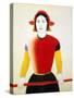 A Girl with a Red Pole, 1932-1933-Kazimir Malevich-Stretched Canvas