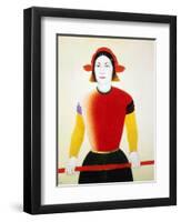 A Girl with a Red Pole, 1932-1933-Kazimir Malevich-Framed Giclee Print