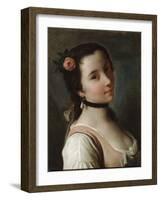 A Girl with a Rose, Mid 18th Century-Pietro Rotari-Framed Giclee Print