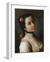 A Girl with a Rose, Mid 18th Century-Pietro Rotari-Framed Giclee Print