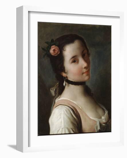 A Girl with a Rose, Mid 18th Century-Pietro Rotari-Framed Giclee Print