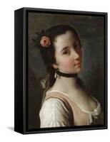 A Girl with a Rose, Mid 18th Century-Pietro Rotari-Framed Stretched Canvas