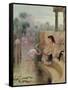 A Girl with Flamingos-Arthur Drummond-Framed Stretched Canvas