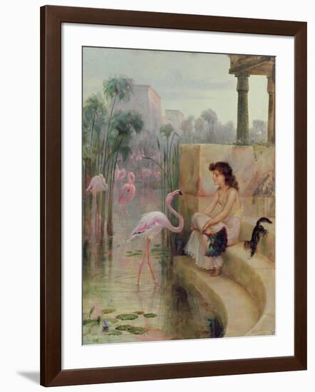 A Girl with Flamingos-Arthur Drummond-Framed Giclee Print