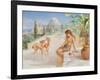 A Girl with Gazelles-Arthur Drummond-Framed Giclee Print