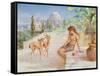 A Girl with Gazelles-Arthur Drummond-Framed Stretched Canvas