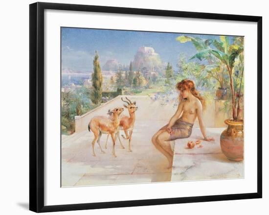 A Girl with Gazelles-Arthur Drummond-Framed Giclee Print