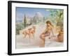 A Girl with Gazelles-Arthur Drummond-Framed Giclee Print