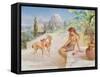 A Girl with Gazelles-Arthur Drummond-Framed Stretched Canvas