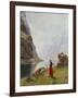 A Girl with Goats by a Fjord-Hans Dahl-Framed Giclee Print